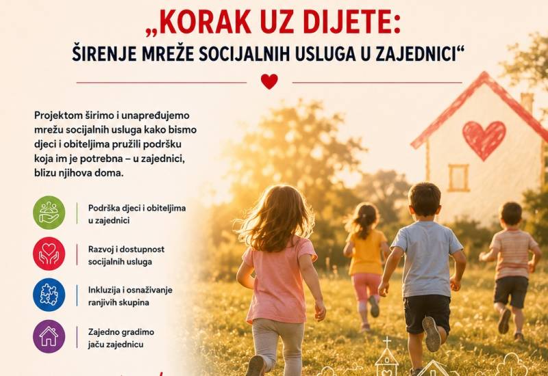 POZIV ZA SUDJELOVANJE U PROJEKTU „KORAK UZ DIJETE: ŠIRENJE MREŽE SOCIJALNIH USLUGA U ZAJEDNICI“